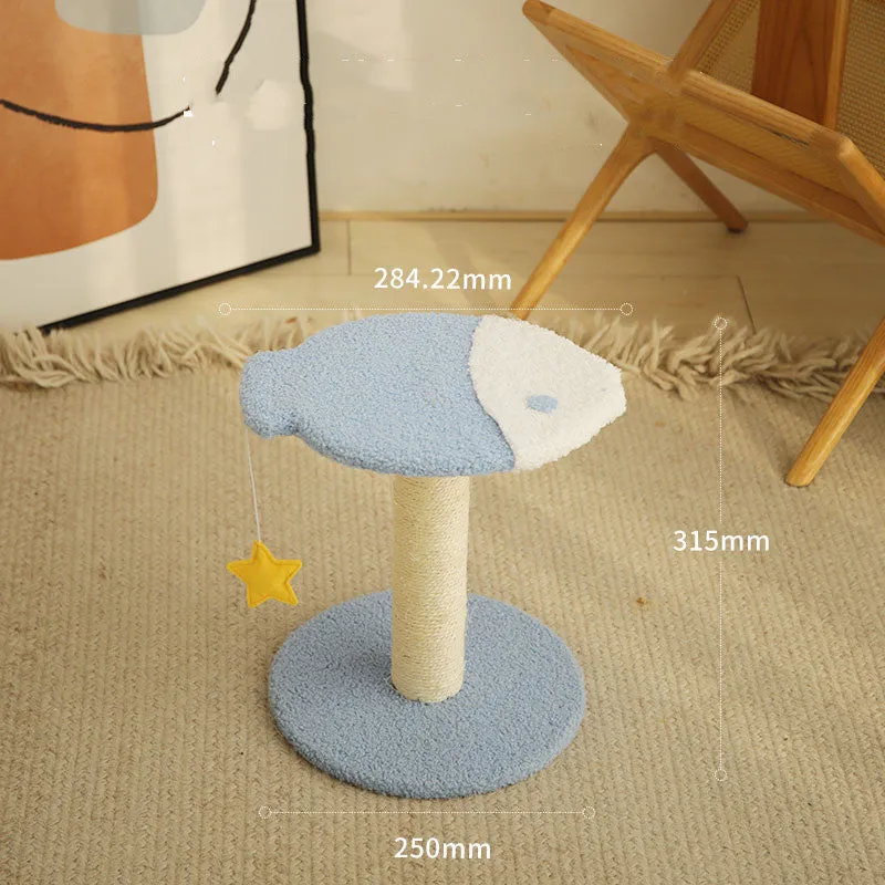 Kitten cat climbing frame with sisal scratching board and interactive play device, stable chassis