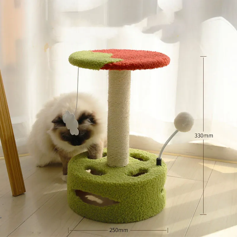 Kitten cat climbing frame with sisal scratching board and interactive play device, stable chassis