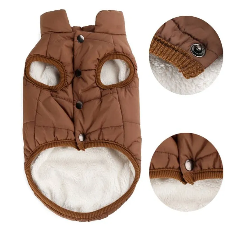 Cotton dog vest for small to medium dogs in red, blue, and brown colours