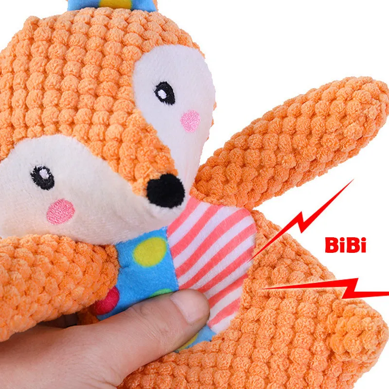 Plush squeaky dog toy in collision colour for small and large dogs, bite-resistant fabric
