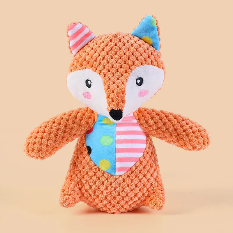 Plush squeaky dog toy in collision colour for small and large dogs, bite-resistant fabric