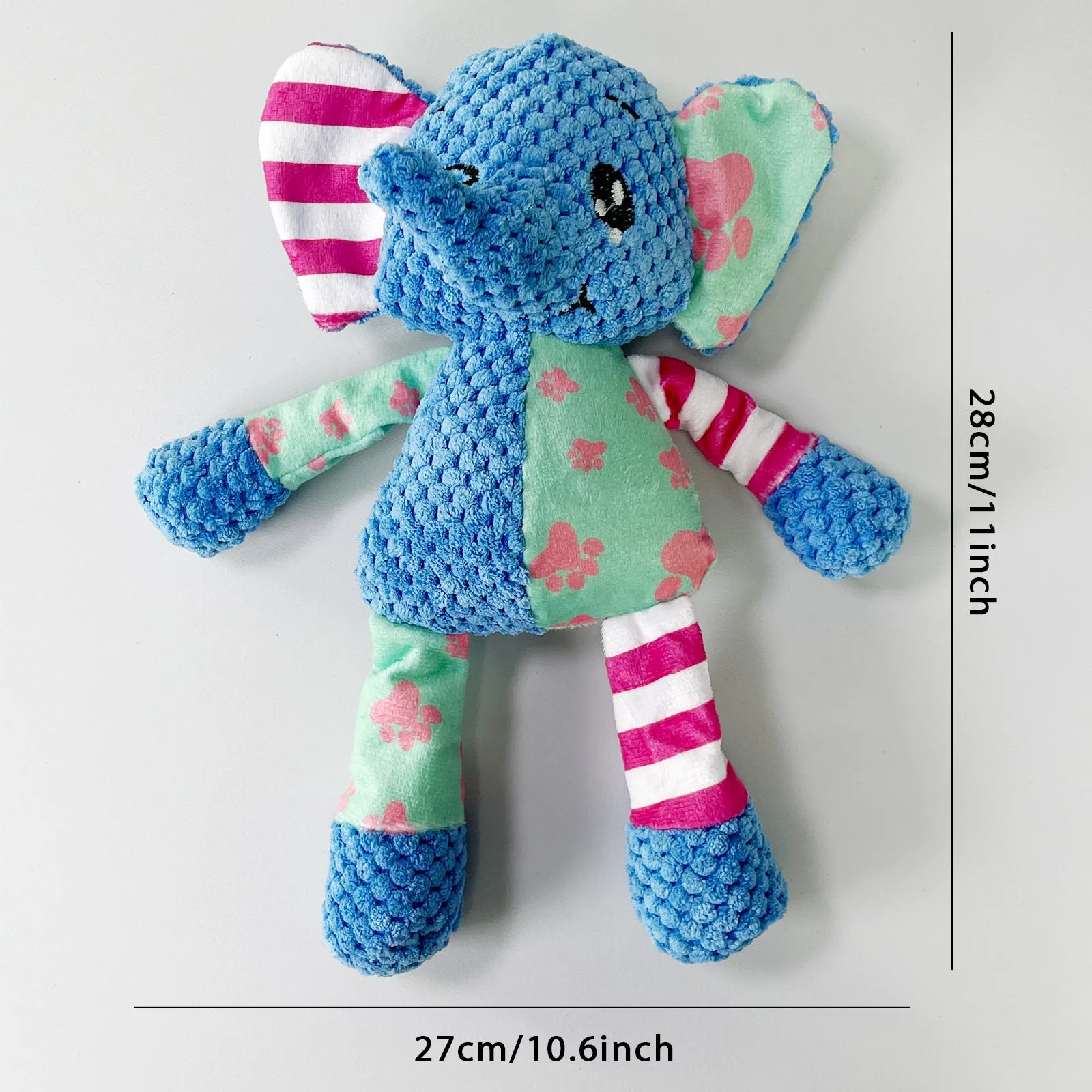 Plush squeaky dog toy in collision colour for small and large dogs, bite-resistant fabric