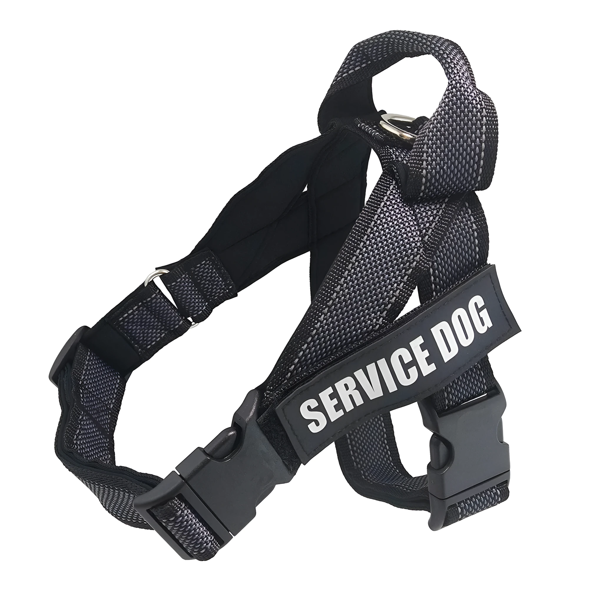 Personalise pet harness reflective adjustable vest for dogs, black colour, side view
