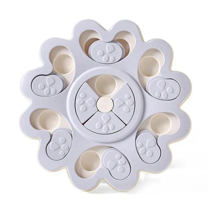 Blue dog treat-dispensing puzzle toy made of ABS plastic, 25cm size, on a light background