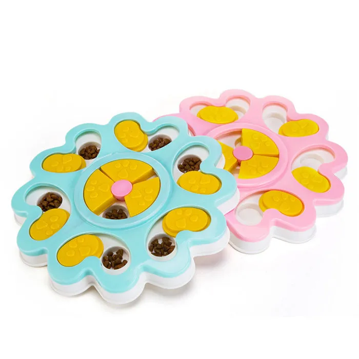 Blue dog treat-dispensing puzzle toy made of ABS plastic, 25cm size, on a light background