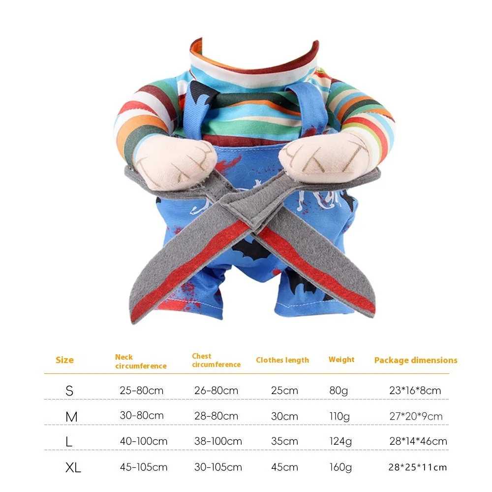 Pet Halloween costume scissor hand suit with adjustable straps on a cat, polyester, size S-XL