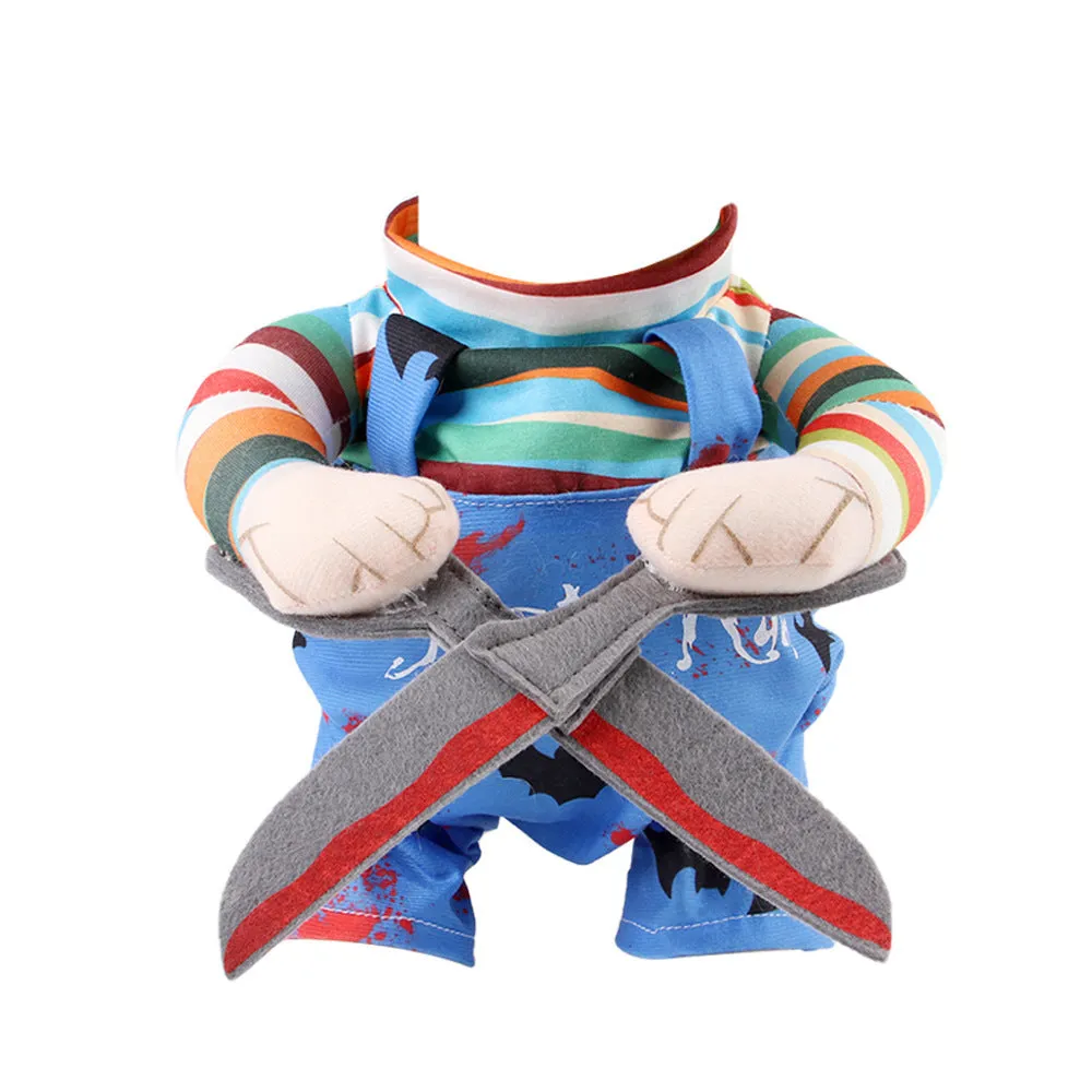 Pet Halloween costume scissor hand suit with adjustable straps on a cat, polyester, size S-XL