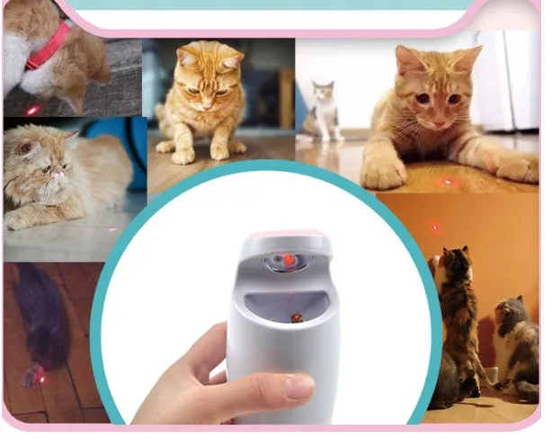 Green USB charging automatic rotating laser cat toy with ABS plastic body on a table