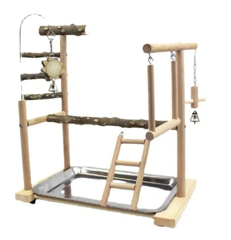 Pepper wood parrot toy stand with tiger skin peony pattern and sub-stand pole