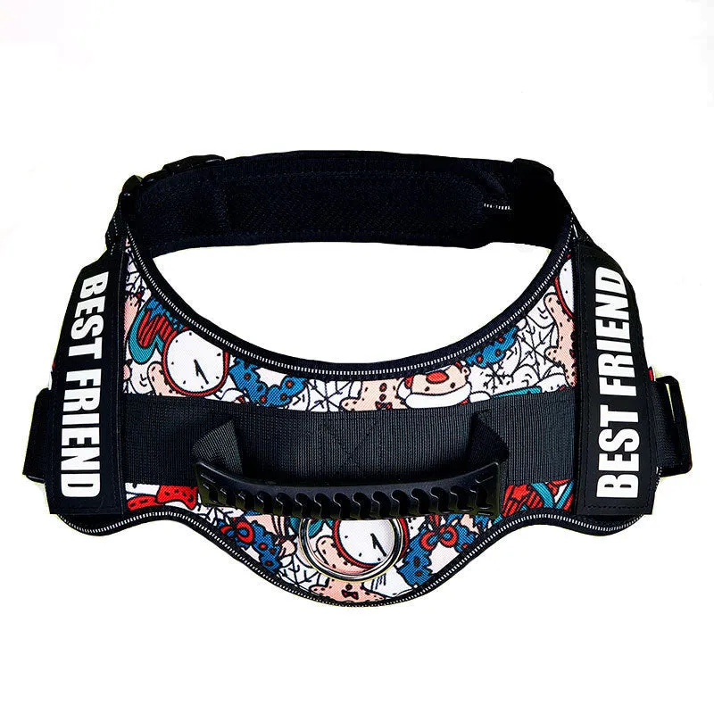 Nylon dog chest brace harness with Velcro strap in multiple sizes for large dogs