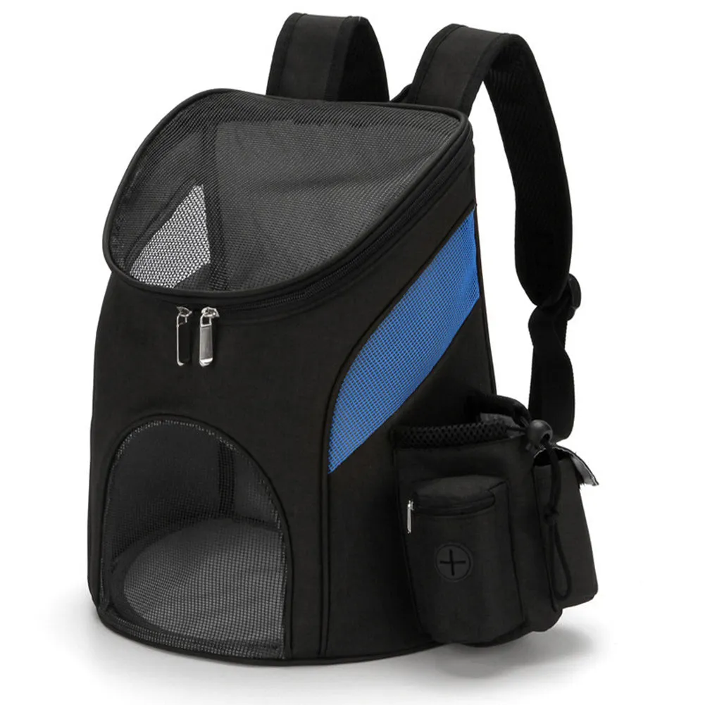 Foldable nylon mesh pet backpack in grey with adjustable shoulder straps and mesh ventilation panels
