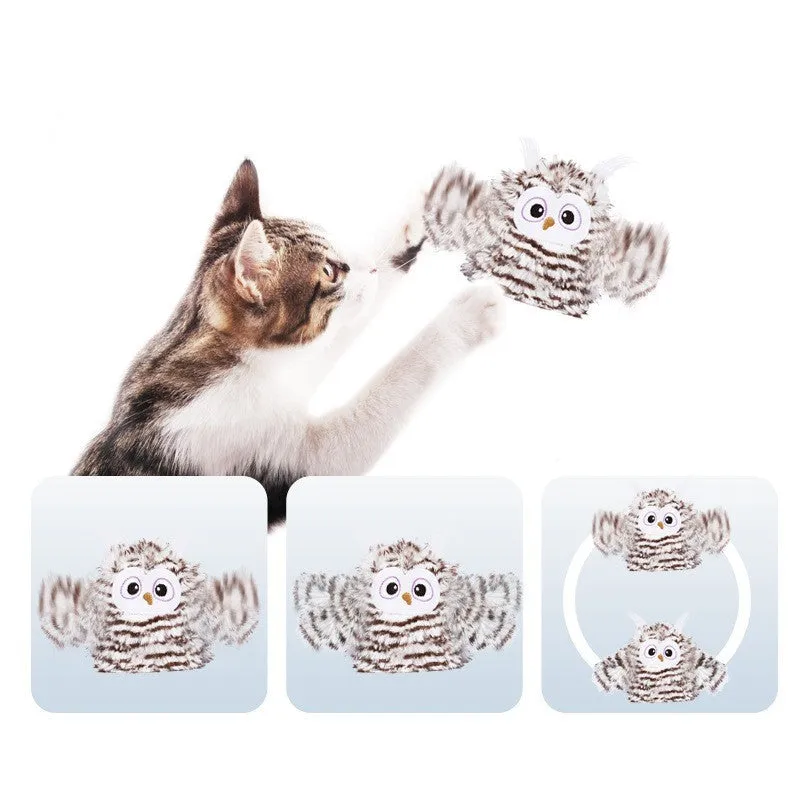 Owl cat teaser stick with sea mother fur and cat mint for indoor self-entertainment