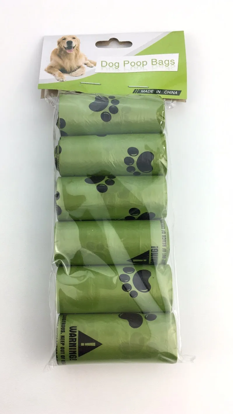 PE degradable pet waste pickup bag flat mouth design 32cm length grass green roll packaging