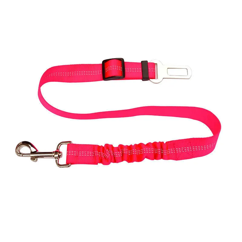 Reflective cushioning dog car seat belt 70x2.5cm high-strength polyester with alloy chrome-plated buckle