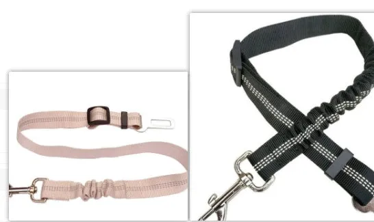 Reflective cushioning dog car seat belt 70x2.5cm high-strength polyester with alloy chrome-plated buckle