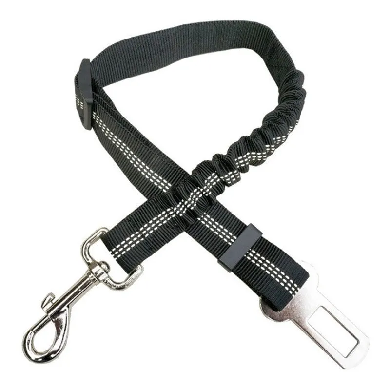 Reflective cushioning dog car seat belt 70x2.5cm high-strength polyester with alloy chrome-plated buckle
