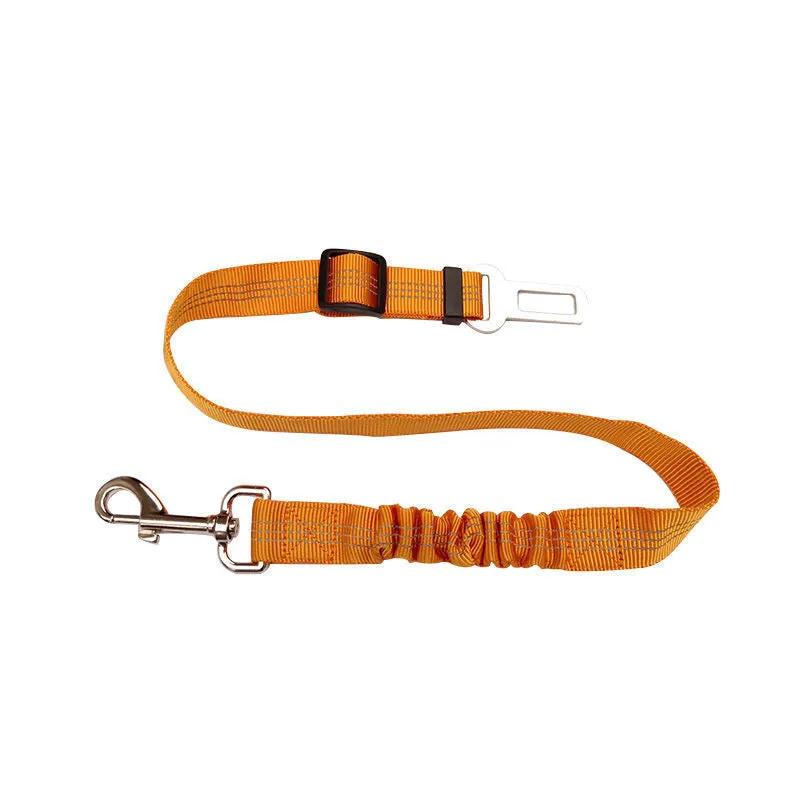 Reflective cushioning dog car seat belt 70x2.5cm high-strength polyester with alloy chrome-plated buckle