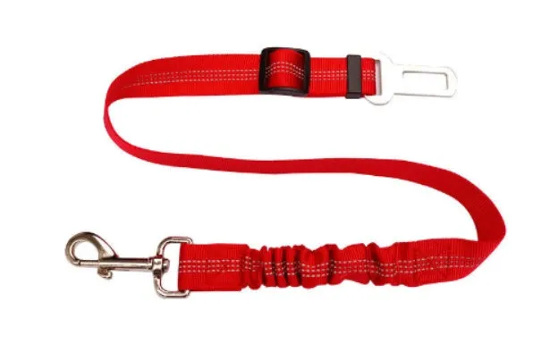 Reflective cushioning dog car seat belt 70x2.5cm high-strength polyester with alloy chrome-plated buckle