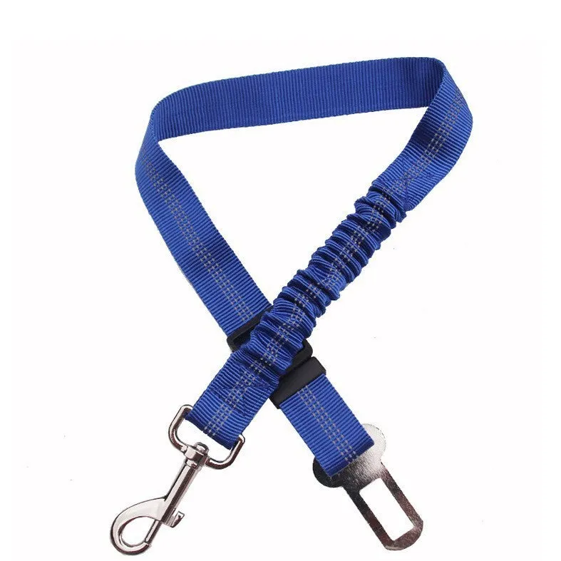 Reflective cushioning dog car seat belt 70x2.5cm high-strength polyester with alloy chrome-plated buckle