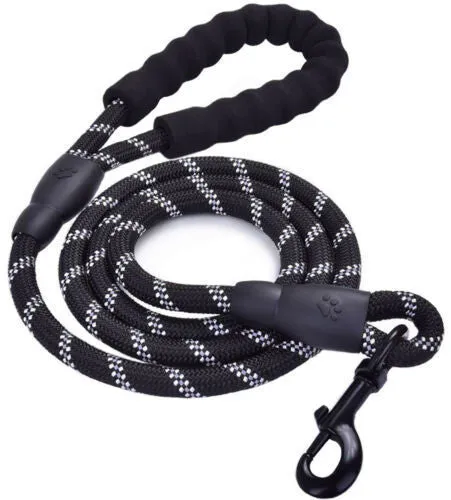 Reflective nylon braided traction rope for dog walking, 1.5m length, blue colour, on white background