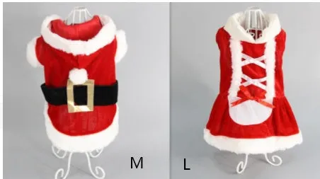Red plaid acrylic Christmas dog vest and skirt set for small dogs in sizes XXS to L