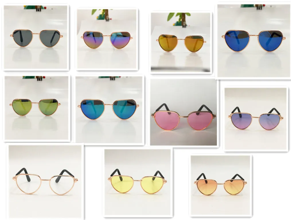 Creative fashion mini pet cat sunglasses with metal frame, spring temples, and round lenses in a colourful style