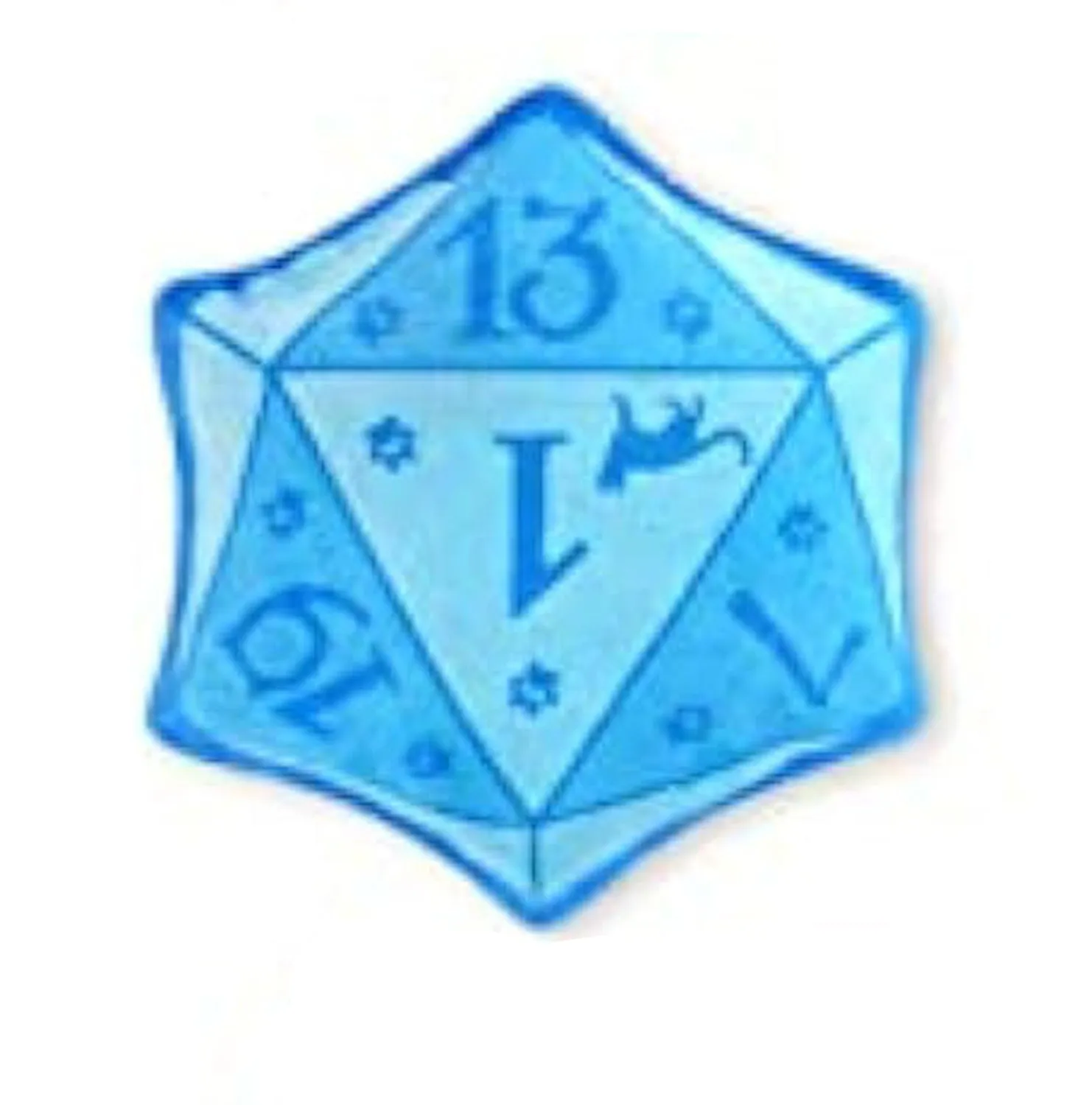 Blue dice-shaped catnip toy with dot markings on cube faces