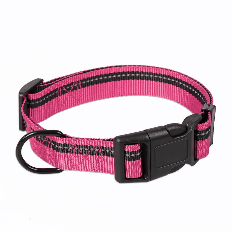 Nylon reflective dog leash with chest back harness in black, for small to medium dogs