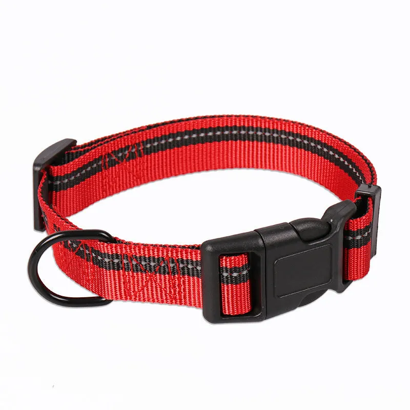 Nylon reflective dog leash with chest back harness in black, for small to medium dogs