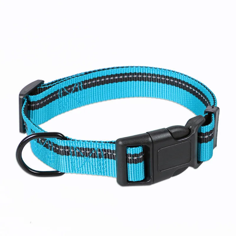 Nylon reflective dog leash with chest back harness in black, for small to medium dogs