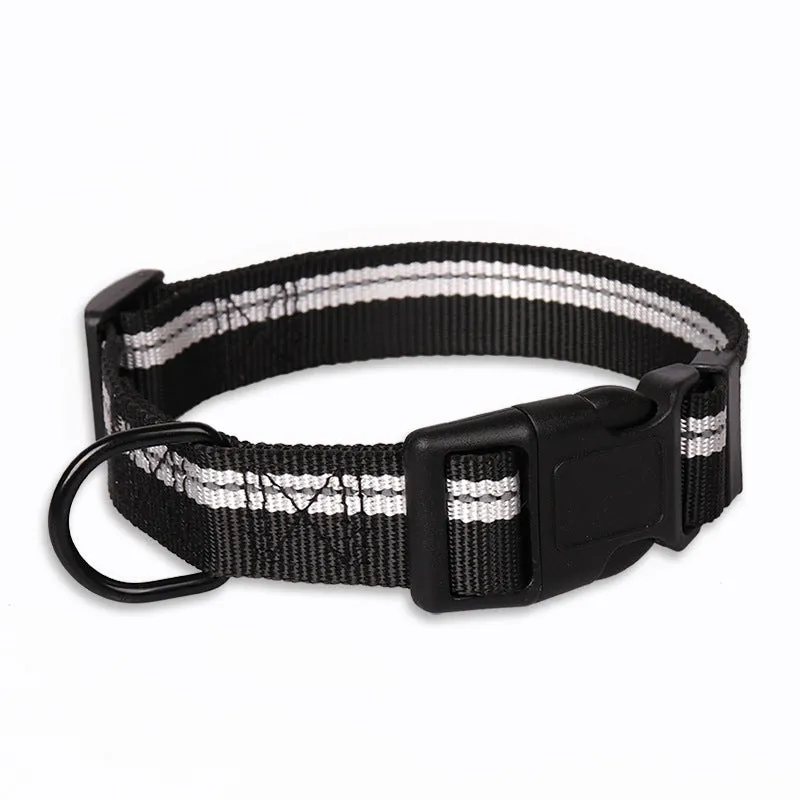 Nylon reflective dog leash with chest back harness in black, for small to medium dogs