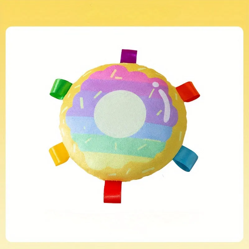 Cartoon plush flying disc dog toy with bite-resistant design for outdoor fetch and training