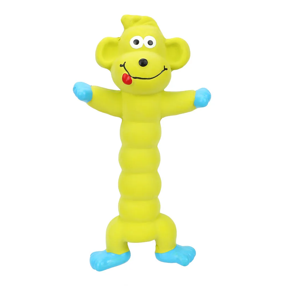 A squeaky pet vocal toy featuring latex and plush materials in a bright colour for interactive play