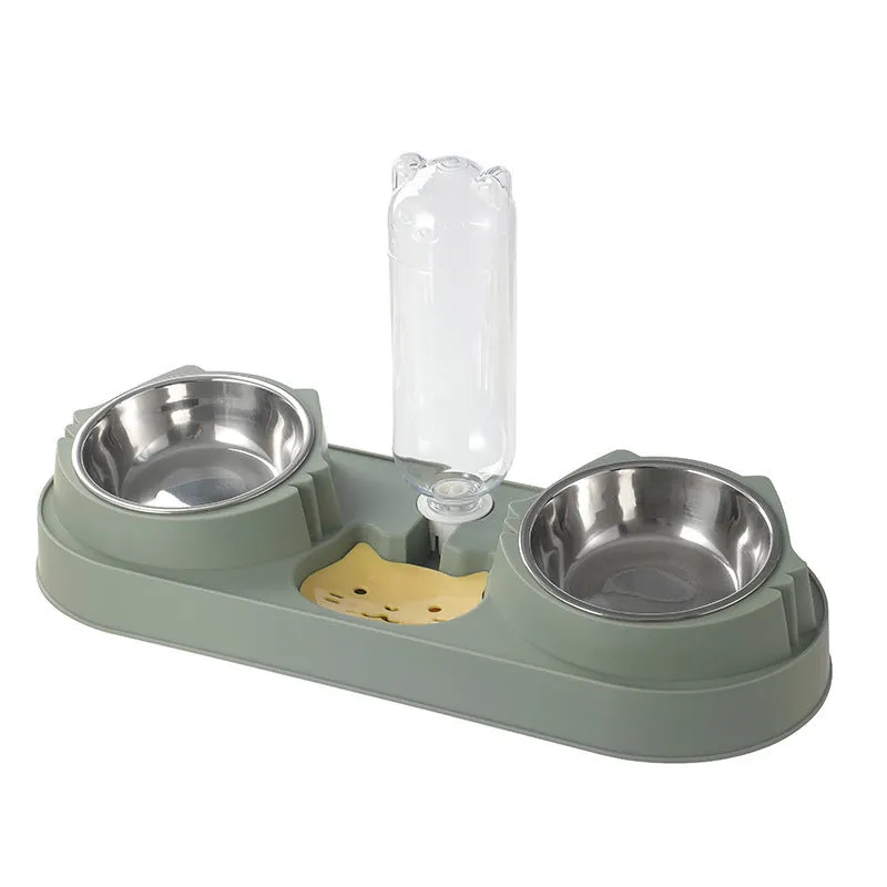 Anti-spill plastic pet bowl for dogs and cats 19x39x8cm in avocado green