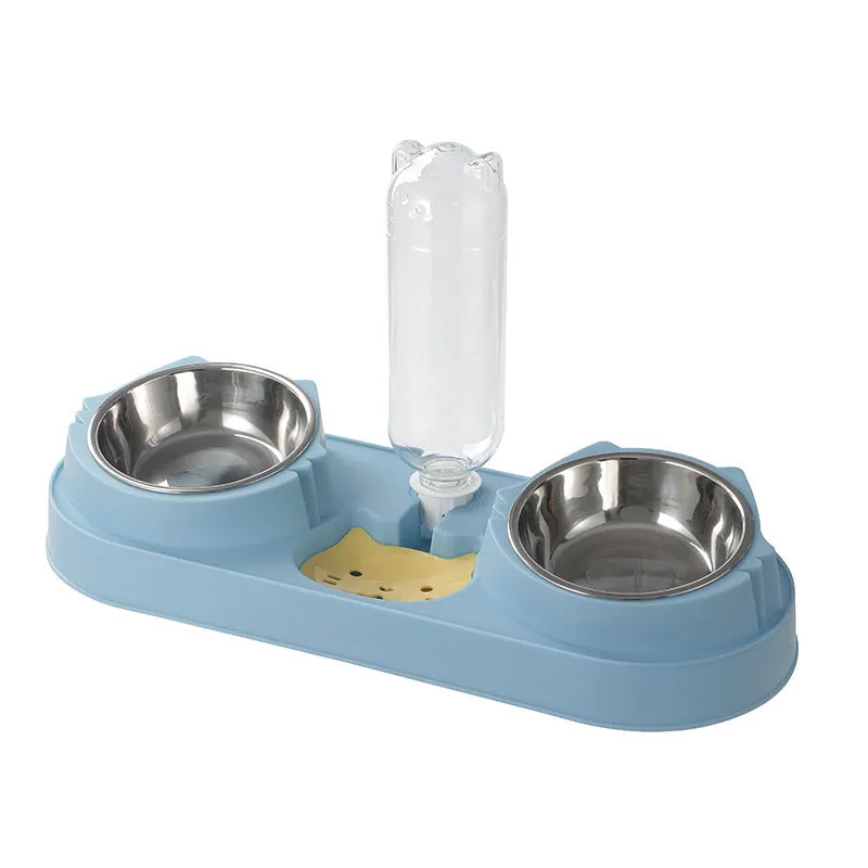 Anti-spill plastic pet bowl for dogs and cats 19x39x8cm in avocado green