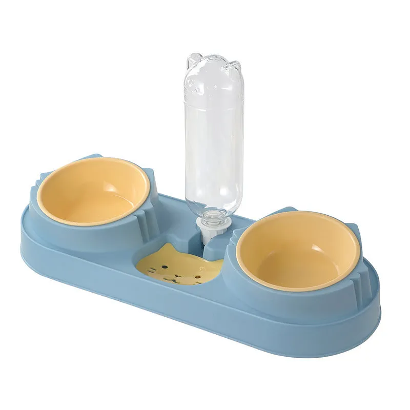 Anti-spill plastic pet bowl for dogs and cats 19x39x8cm in avocado green