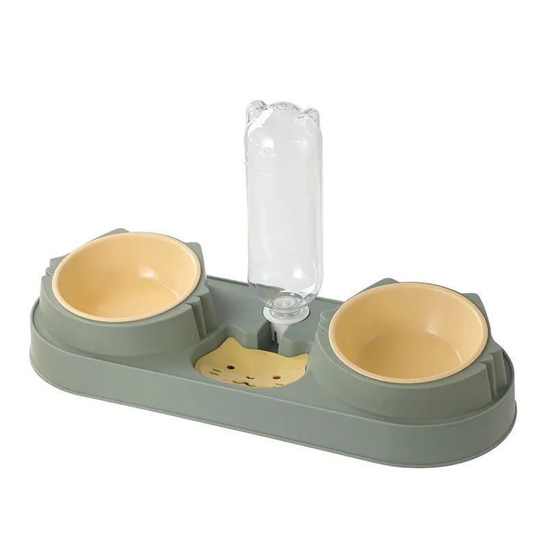 Anti-spill plastic pet bowl for dogs and cats 19x39x8cm in avocado green
