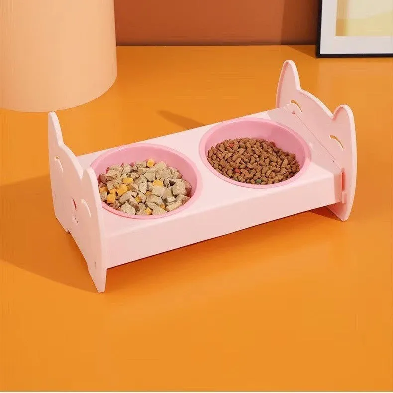 Anti-spill plastic pet bowl for dogs and cats 19x39x8cm in avocado green