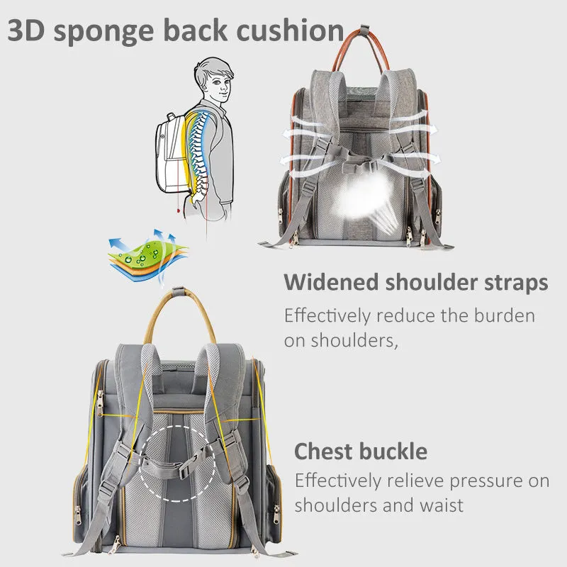 Large capacity expandable Oxford cloth pet bag with transparent mesh window for cats and dogs