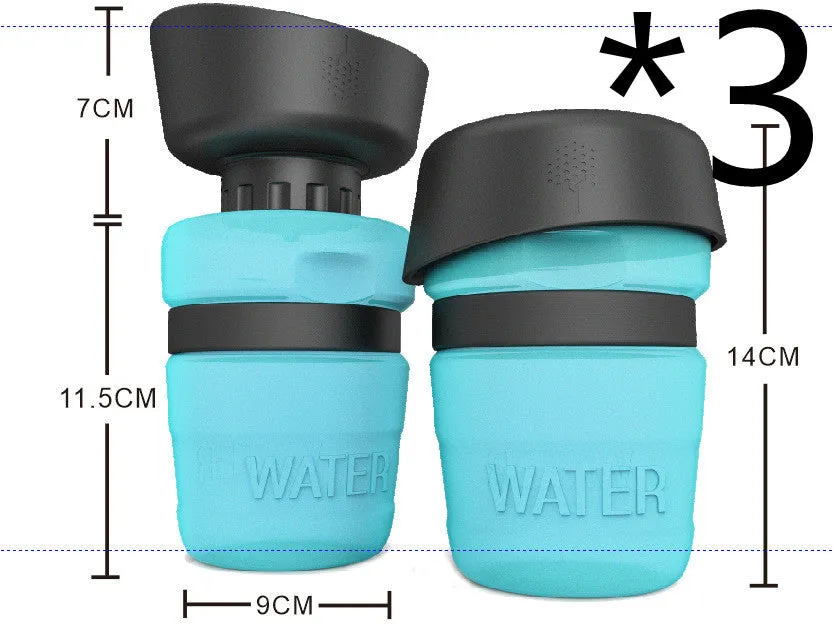New improved creative silicone pet water bottle 520ml in sky blue with squeeze cap for dogs