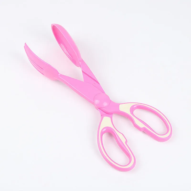 Pet poop clip with long handle tongs in yellow picking up dog waste from grass, 30x10x4cm PVC tool