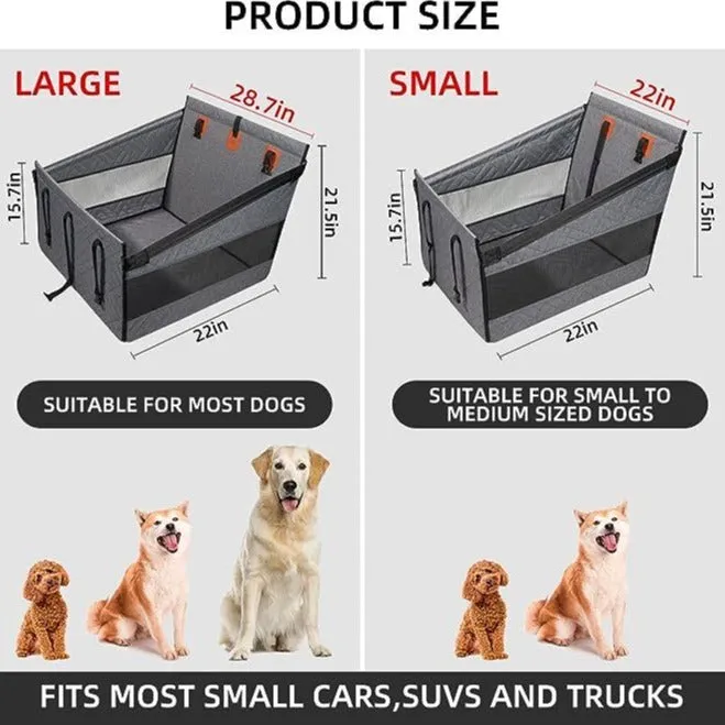 Large grey waterproof dog bed with raised sides, measuring 56x56x40 cm.