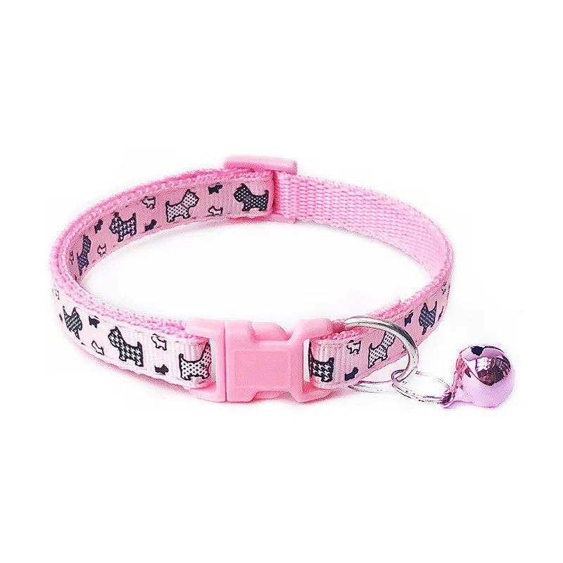 Patch bell collar for pets, width 1.0cm, adjustable 19-32cm, PP material, cartoon style