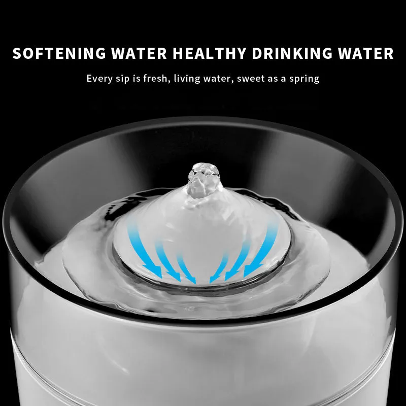 White ABS automatic cat drinking fountain on a flat surface with water in the bowl