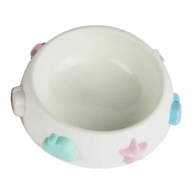 Anti-skid plastic dog bowl in blue sky and white clouds colour for non-slip feeding