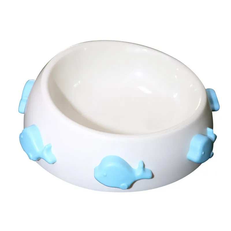Anti-skid plastic dog bowl in blue sky and white clouds colour for non-slip feeding