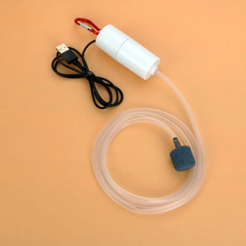 Mini USB aquarium oxygen air pump in green with 100cm cable and air tube