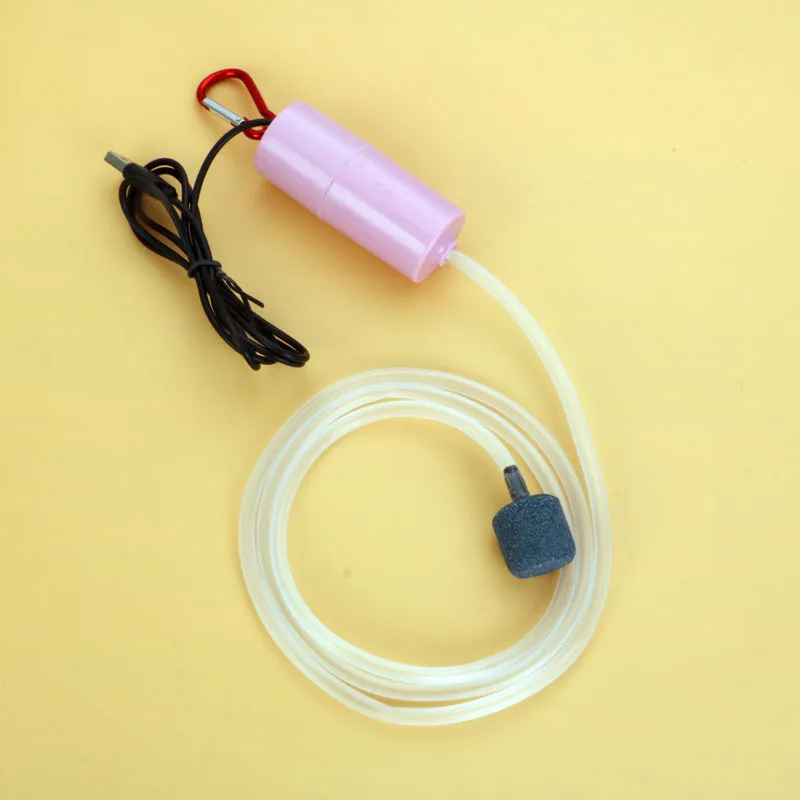 Mini USB aquarium oxygen air pump in green with 100cm cable and air tube