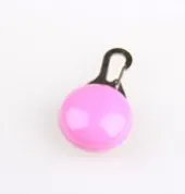 Dog LED clip-on collar pendant with bright red LED, stainless steel carabiner, and weather-resistant housing on a black collar
