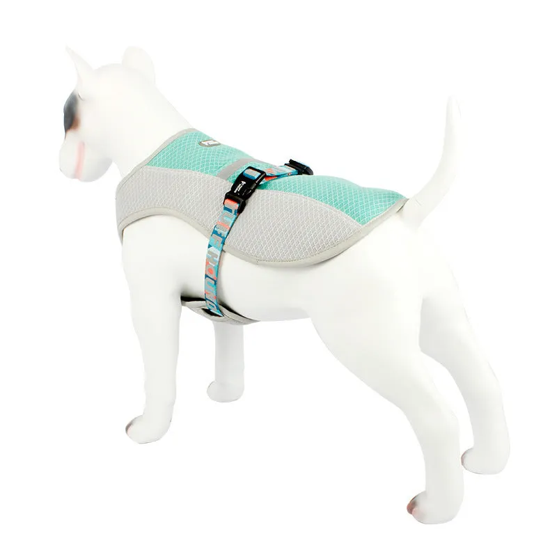 Dog cooling vest in blue made of cloth, available in sizes S to XL, casual style for dogs